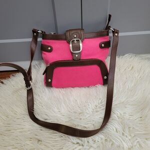 Pink and Brown Shoulder Bag
